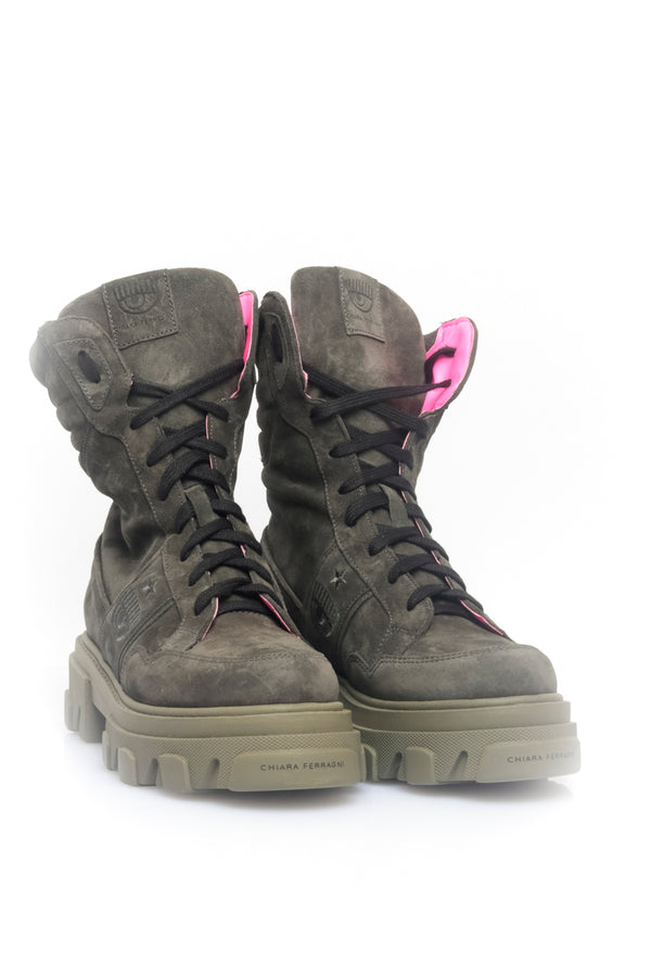 Stivali Donna Chiara Ferragni STIVALETTI CF-1 MILITARY GREEN SUEDE STIVALETTI CF-1 MILITARY GREEN SUEDE Chiara Ferragni 