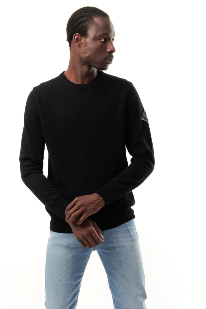 Roy Roger CREW NECK WAFFLEBLACK