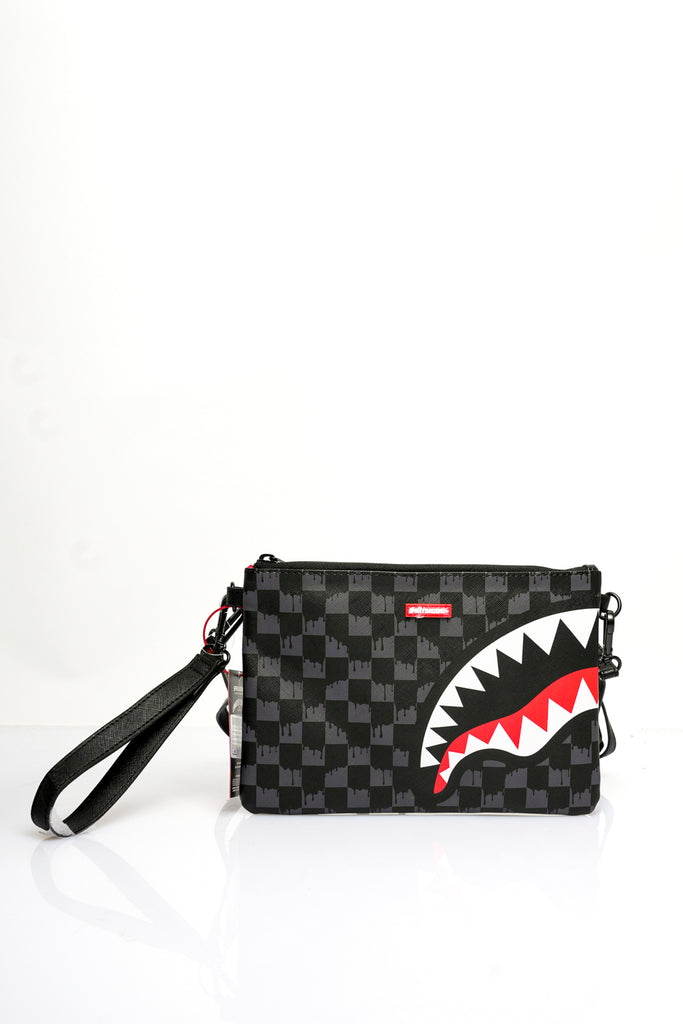 Sprayground DRIP CHECK SHARK CROSS CLUTCH STRAP910B6571NSZ