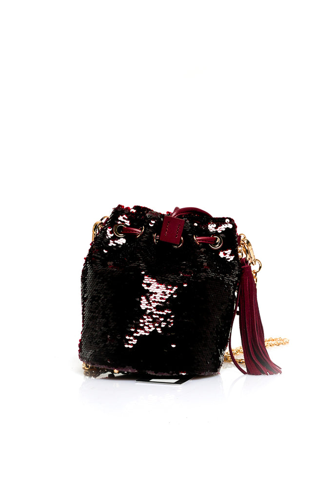 Borsa Donna La Carrie NIGHT ED. SMALL BUCKET PAILLETTES + SYN. BURGUNDY NIGHT ED. SMALL BUCKET PAILLETTES + SYN. BURGUNDY La Carrie 