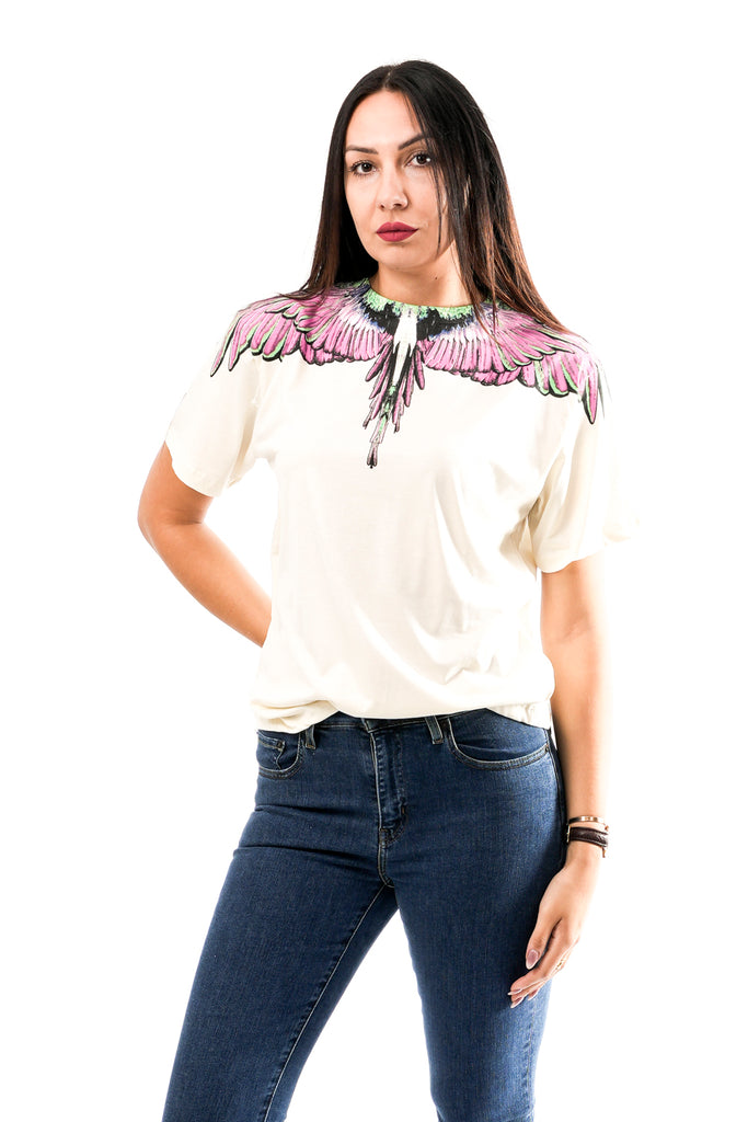 T-shirt Donna Marcelo Burlon County of Milan 25ICM30001 LATTE-PINK WINGS 25ICM30001 LATTE-PINK WINGS Marcelo Burlon County of Milan 