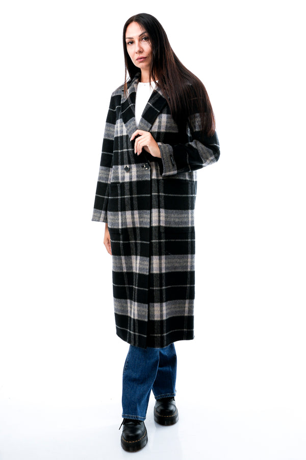 Cappotto Donna Rino & pelle ADRIA.7002511 NIGHT GREY CHECK AND BLACK ADRIA.7002511 NIGHT GREY CHECK AND BLACK Rino & pelle 