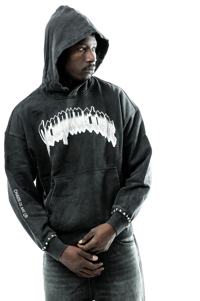 Felpa Uomo PUNKER HOODIE WASHED BLACK Acupuncture 