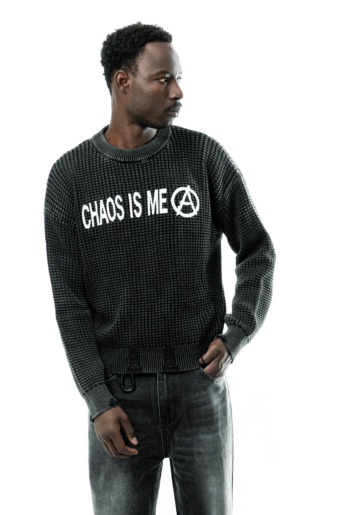 Maglia Uomo WAFFLE SWEATER WASHED BLACK Acupuncture 