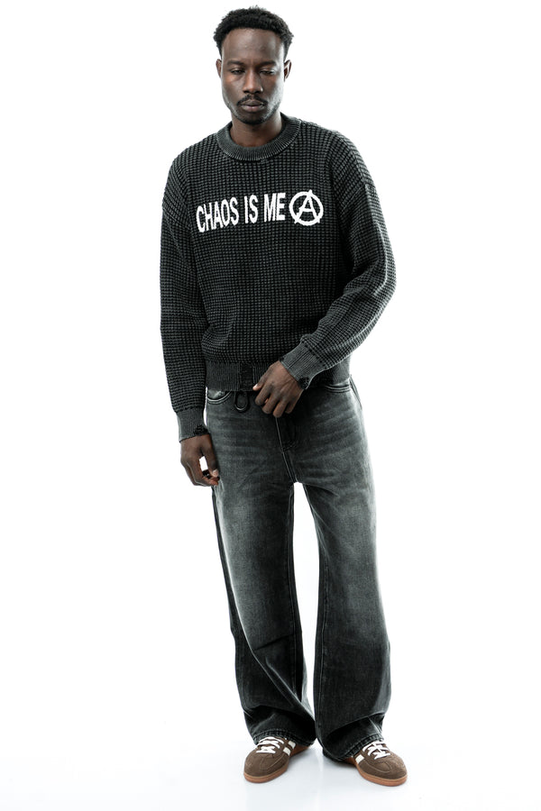 Maglia Uomo Acupuncture WAFFLE SWEATER WASHED BLACK WAFFLE SWEATER WASHED BLACK Acupuncture 