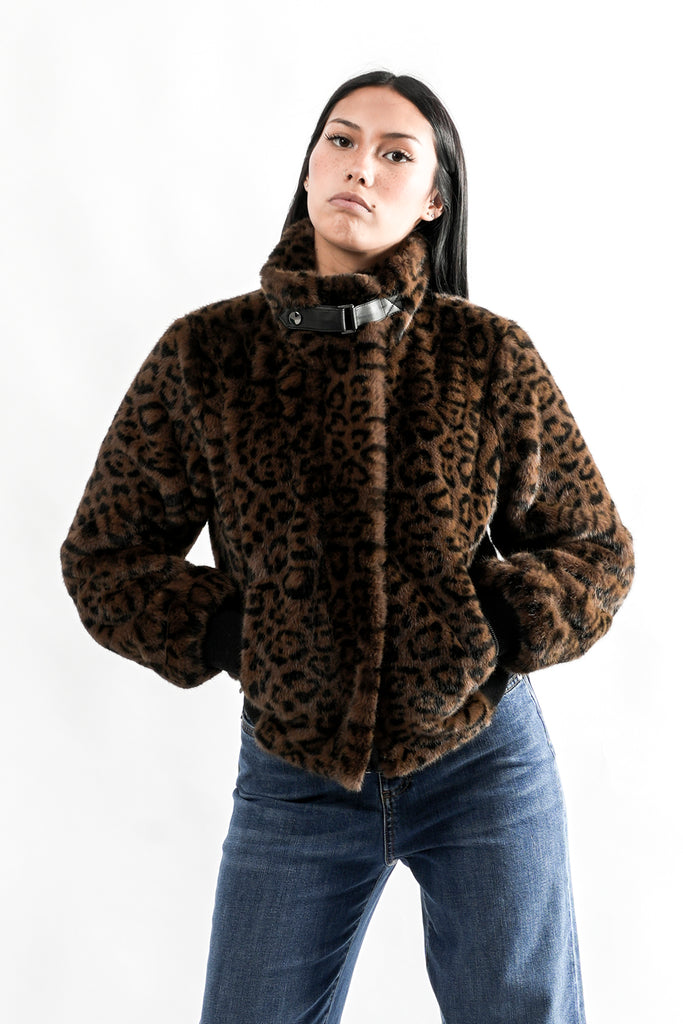 Giubbino Donna AMBRA.7002611 BROWN LEOPARD Rino & pelle 