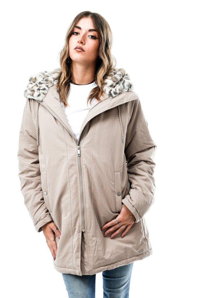 Parka Donna LINDY.7002612 MOCHA LATTE LIGHT LEOPARD Rino & pelle 