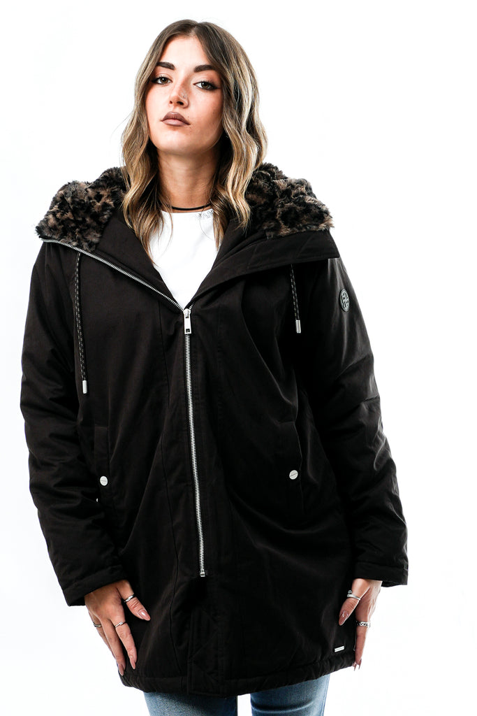 Parka Donna LINDY.7002612 PEATED AND BROWN LEOPARD Rino & pelle 