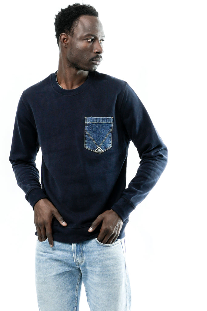 Felpa Uomo CREW POCKET DENIM RRU90397CU860124 C0048 Roy Roger 