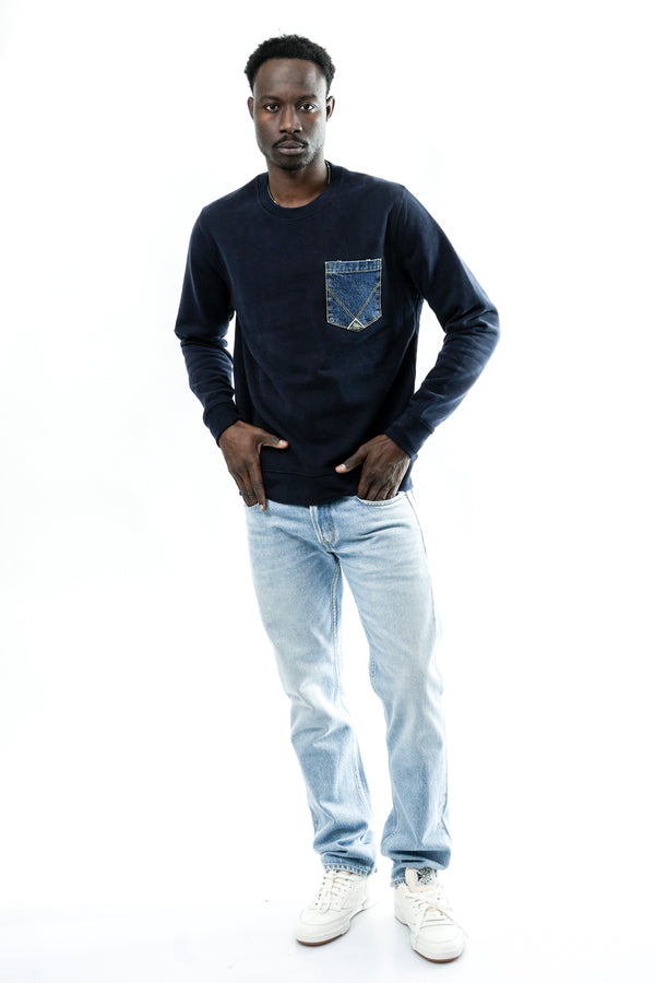 Felpa Uomo CREW POCKET DENIM RRU90397CU860124 C0048 Roy Roger 