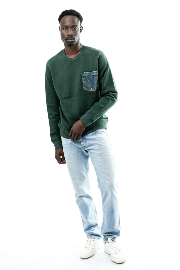 Felpa Uomo CREW POCKET DENIM RRU90397CU860124 C0776 Roy Roger 