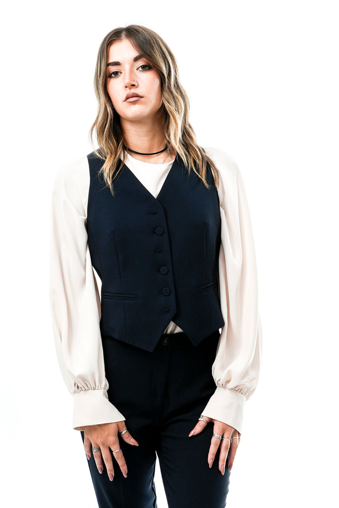 Gilet Donna AUTENTICO BLUE Sandro Ferrone 