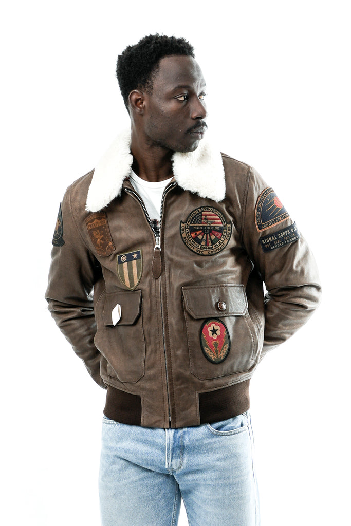 Giubbino Uomo LCAVIATORBD BROWN Schott N.Y.C. 