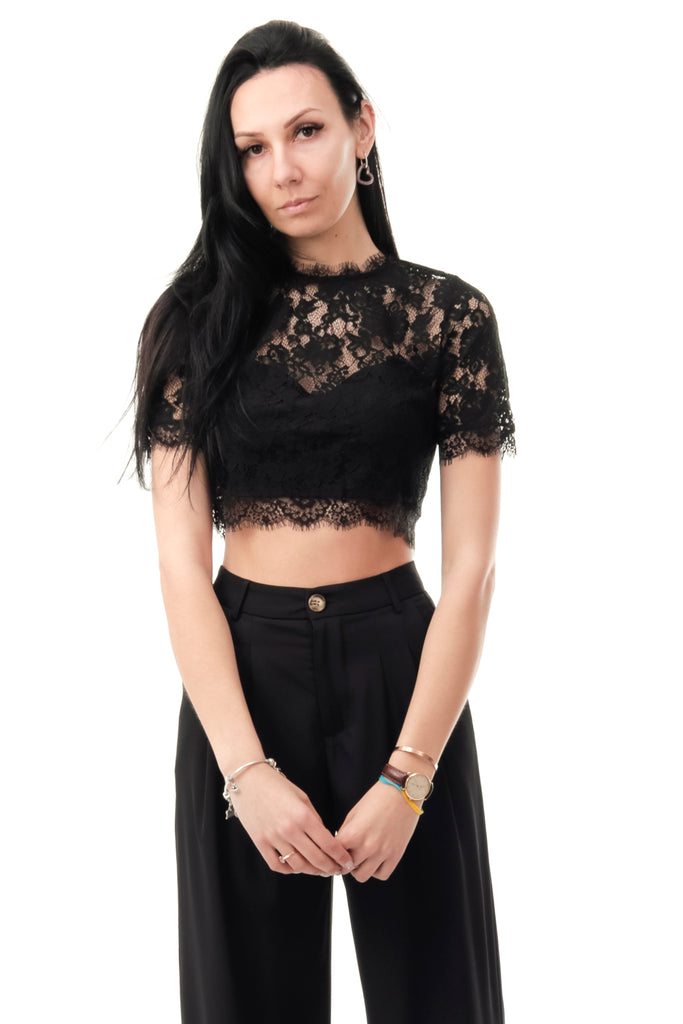 Top Donna Anna Rock Milano TOP PIZZO MEZZA MANICA NERO TOP PIZZO MEZZA MANICANERO Anna Rock Milano