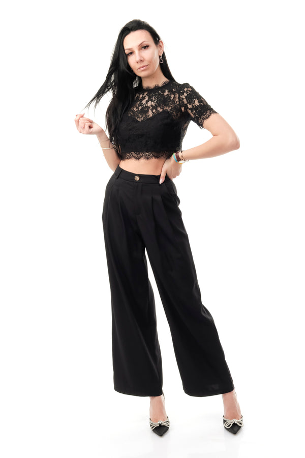 Top Donna Anna Rock Milano TOP PIZZO MEZZA MANICA NERO TOP PIZZO MEZZA MANICANERO Anna Rock Milano