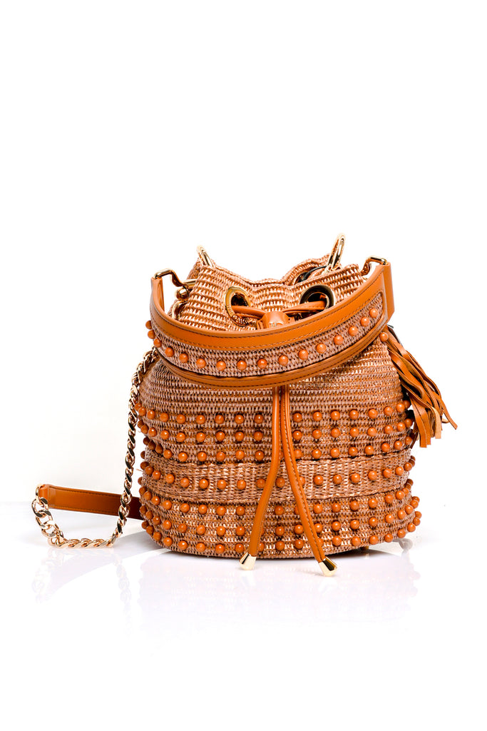 Borsa Donna La Carrie MALIBU BCKET RAFFIA CUOIO