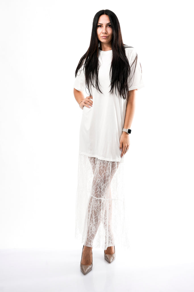 Abito Donna Anna Rock Milano ABITO TSHIRT PIZZO BIANCO ABITO TSHIRT PIZZO BIANCO Anna Rock Milano 
