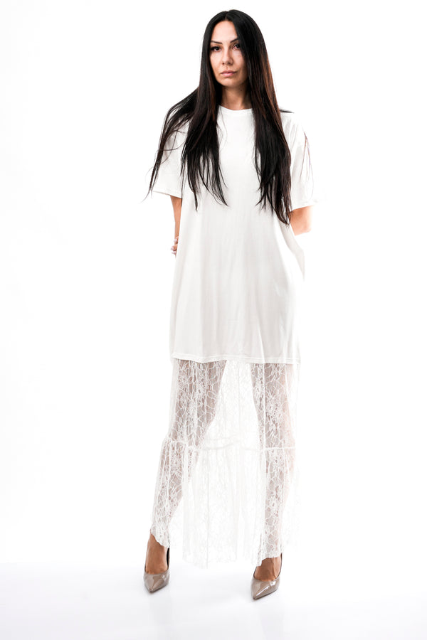 Abito Donna Anna Rock Milano ABITO TSHIRT PIZZO BIANCO ABITO TSHIRT PIZZO BIANCO Anna Rock Milano 