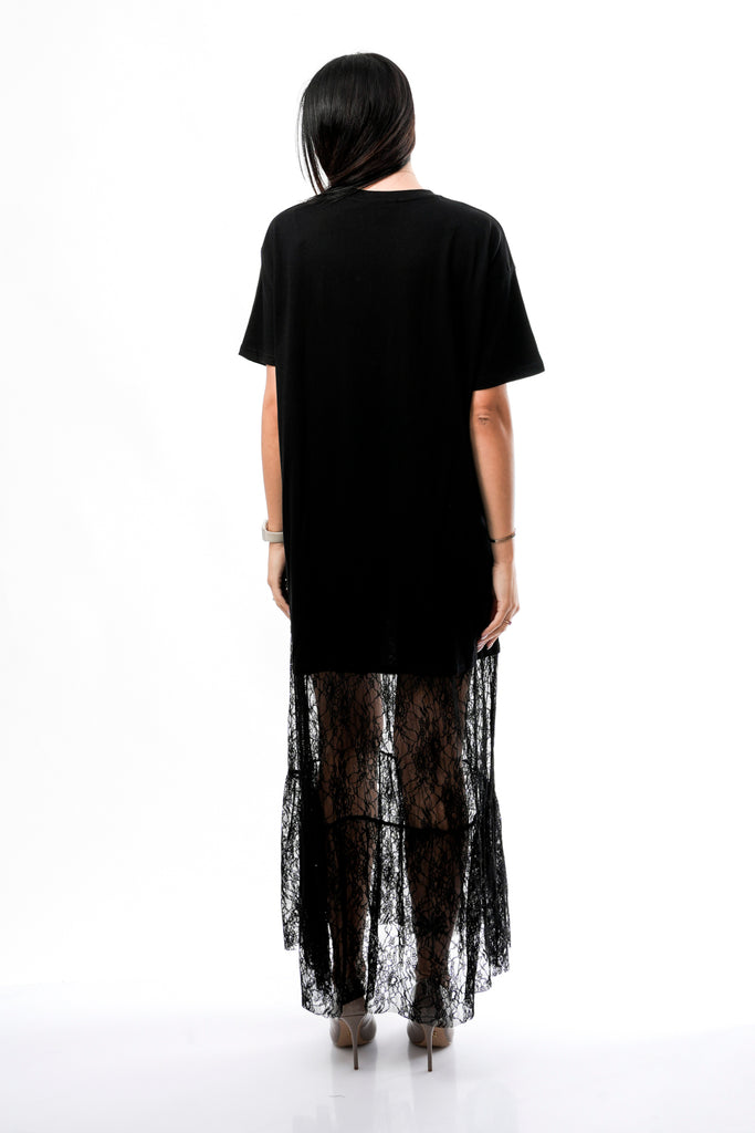 Abito Donna Anna Rock Milano ABITO TSHIRT PIZZO NERO ABITO TSHIRT PIZZO NERO Anna Rock Milano 