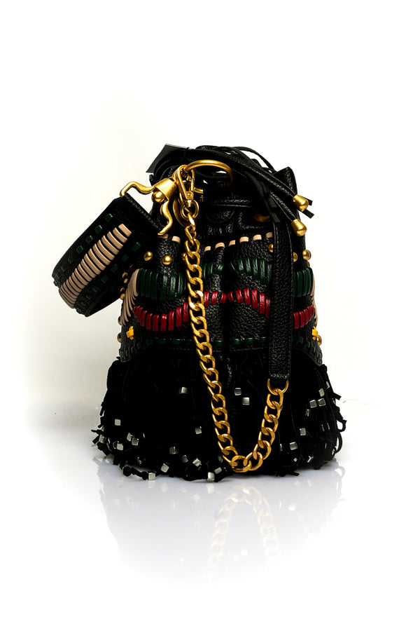 Borsa Donna La Carrie JUNGLE FRINGE BUCKET 151C-EM-905-TBS/BLK JUNGLE FRINGE BUCKET 151C-EM-905-TBS/BLK La Carrie 