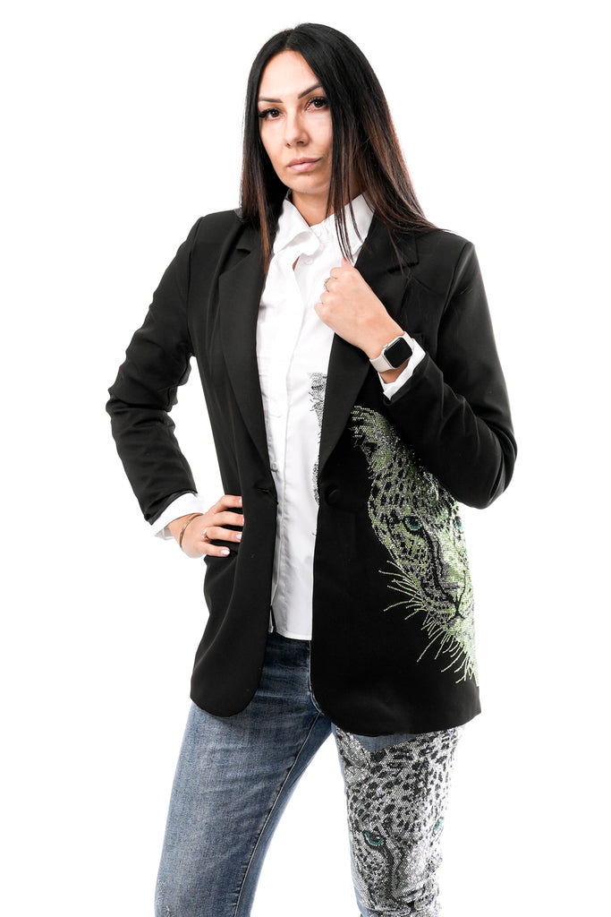 Giacca Donna Stefano Ghilardi BLAZER TIGRE 1 BOTTONE NERO VERDE BLAZER TIGRE 1 BOTTONE NERO VERDE Stefano Ghilardi 