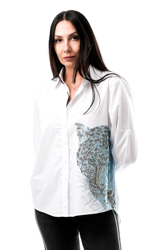 Camicia Donna Stefano Ghilardi CAMICIA CON TIGRE BIANCO AZZURRA CAMICIA CON TIGRE BIANCO AZZURRA Stefano Ghilardi 
