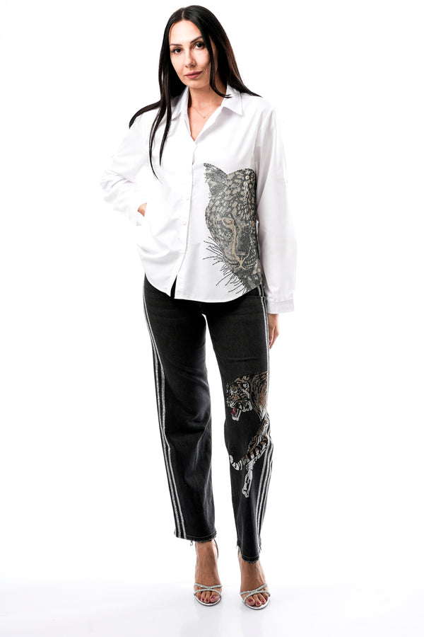 Camicia Donna Stefano Ghilardi CAMICIA CON TIGRE BIANCO ORO CAMICIA CON TIGRE BIANCO ORO Stefano Ghilardi 