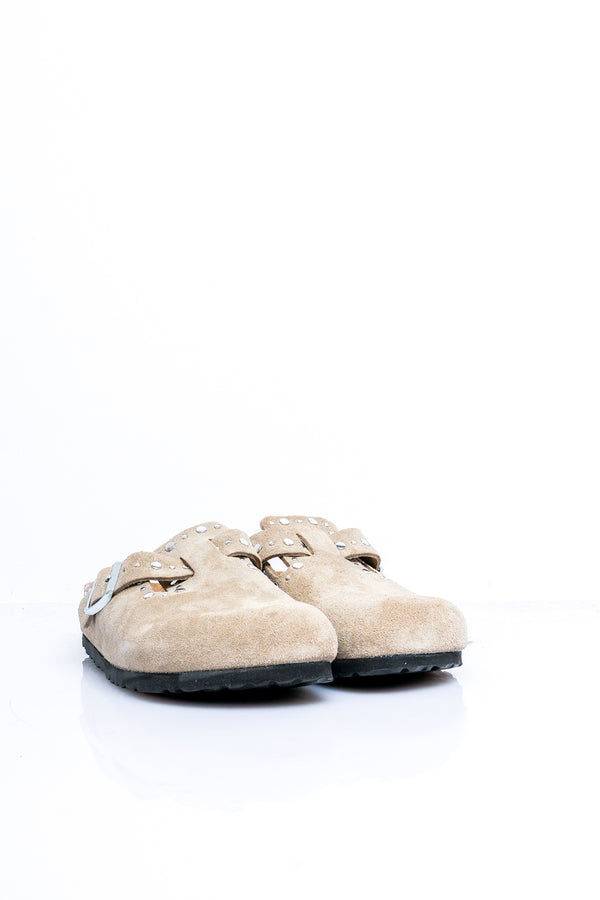 Ciabatta Unisex Birkenstock BOSTON RIVET SUEDE TAUPE 1030418 BOSTON RIVET SUEDE TAUPE 1030418 Birkenstock 