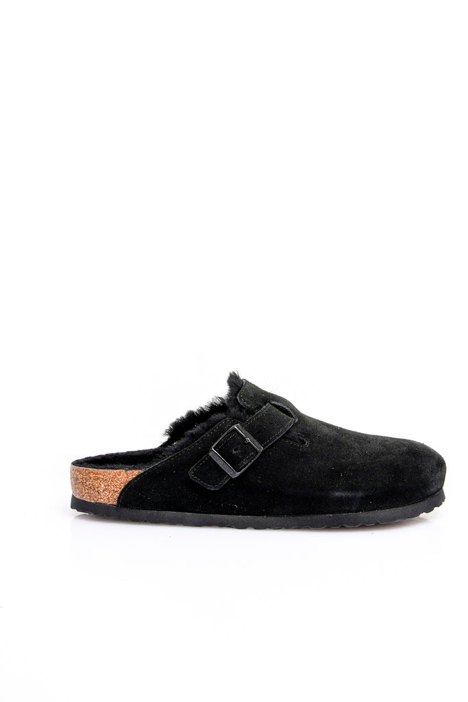 Ciabatta Unisex Birkenstock BOSTON SHEARLING MOCCA SUEDE LEATHER 1020529 BOSTON SHEARLING BLACK SUEDE LEATHER 259883 Birkenstock 