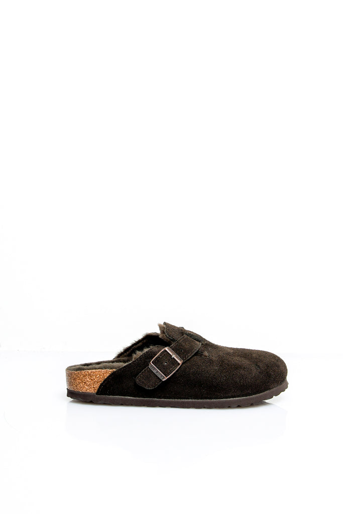 Ciabatta Unisex BOSTON SHEARLING MOCCA SUEDE LEATHER 1020529 Birkenstock 