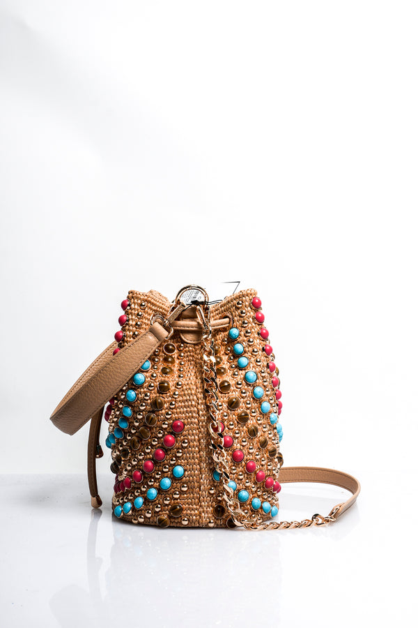 Borsa Donna La Carrie ANDROMEDA STONES BUCKET RAPHIA NATURAL ANDROMEDA STONES BUCKET RAPHIA NATURAL La Carrie 