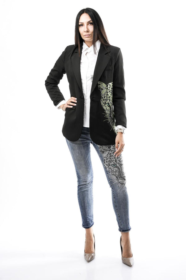 Stefano Ghilardi BLAZER TIGRE 1 BOTTONENERO VERDE