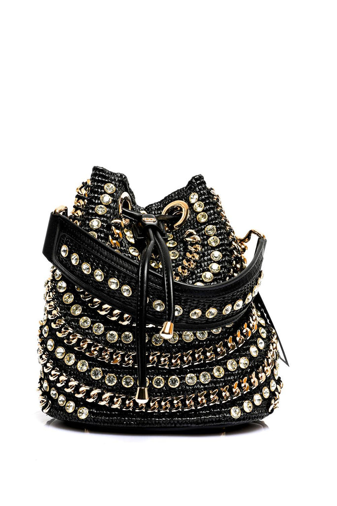 La Carrie MIRROR BUCKET RAPHIA SINTBLACK