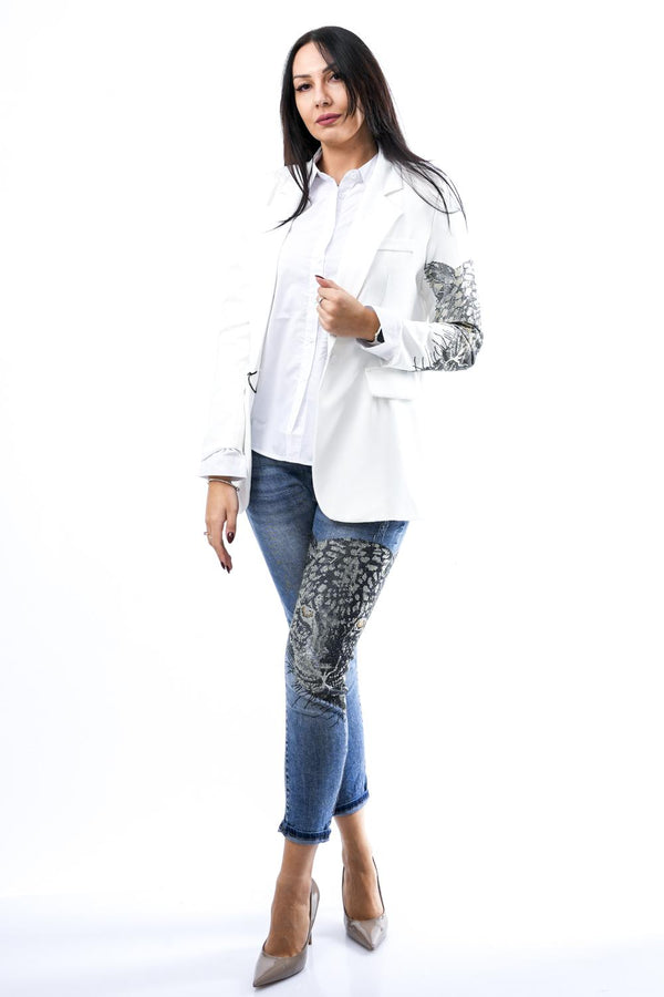 Stefano Ghilardi BLAZER TIGRE 1 BOTTONEBIANCO TIGRE MANICA NERA