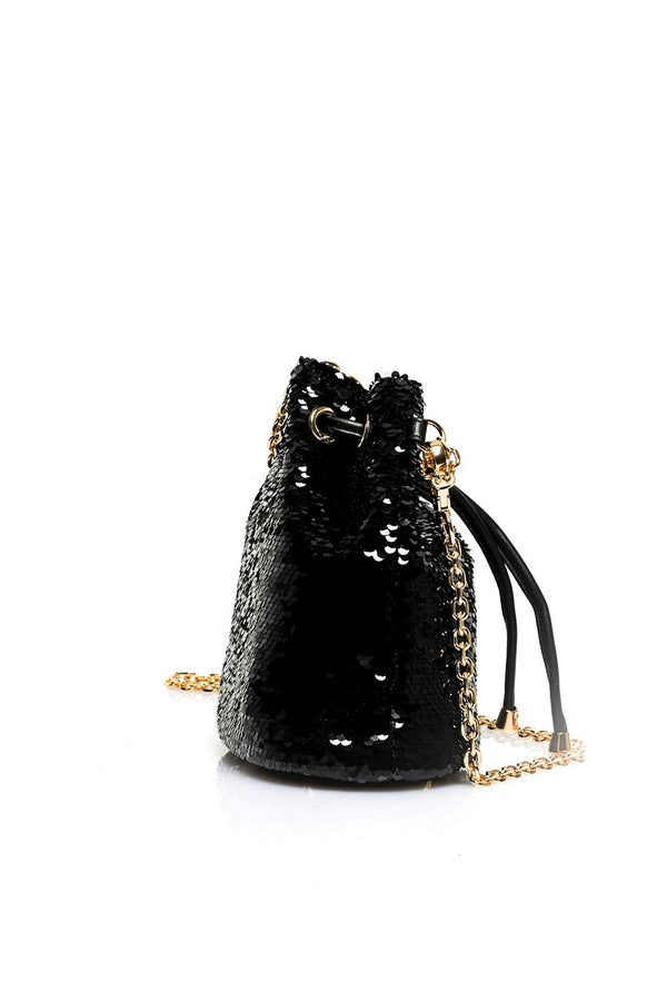 Borsa Donna NIGHT ED. SMALL BUCKET PAILLETTES + SYN. BLACK La Carrie 