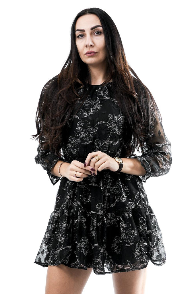 Abito Donna 409205 NERO FIORI BIANCHI Anna Rock Milano 