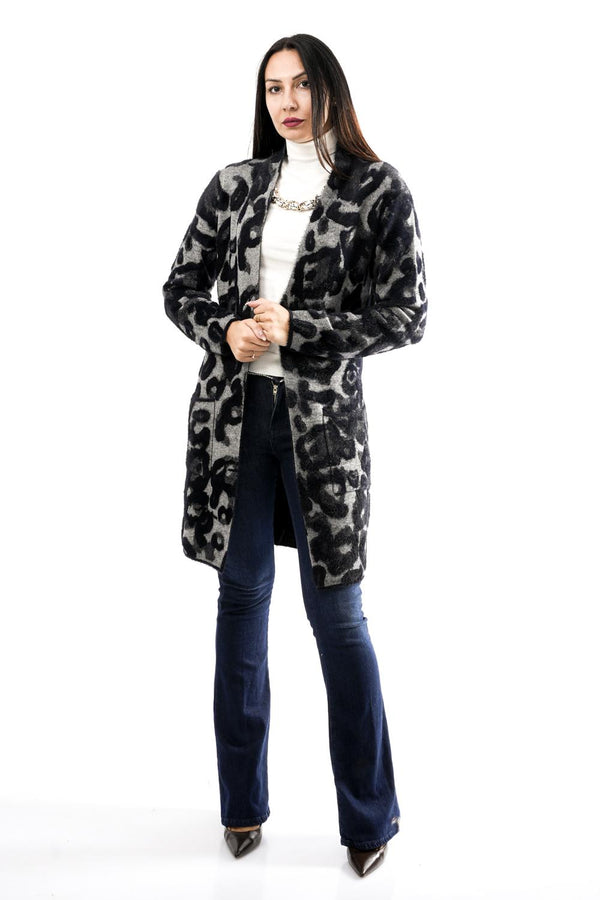 Cardigan Donna NEGIEN.5002512 GREY BLACK LEO Rino & pelle 