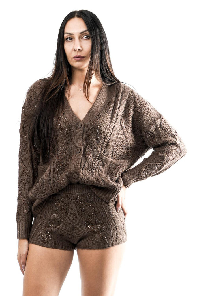 Cardigan Donna NS133 CIOCCOLATO No Secrets 