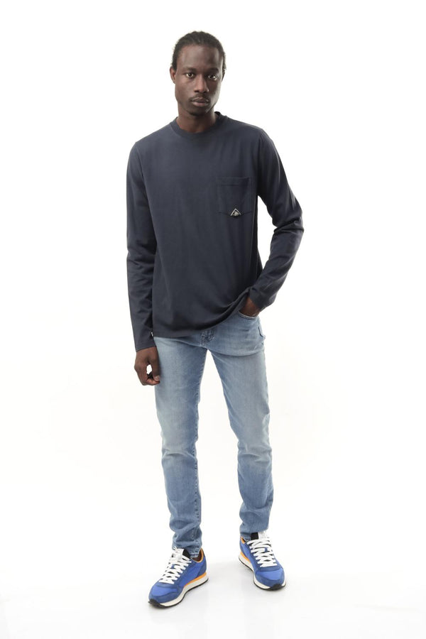 Roy Roger T-SHIRT POCKET LSBLUE NAVY