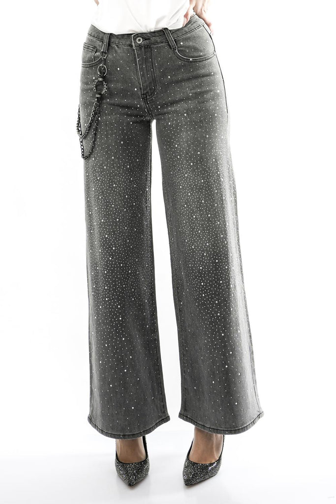 Jeans Donna JEANS STRASS DENIM GRIGIO Wonderland 