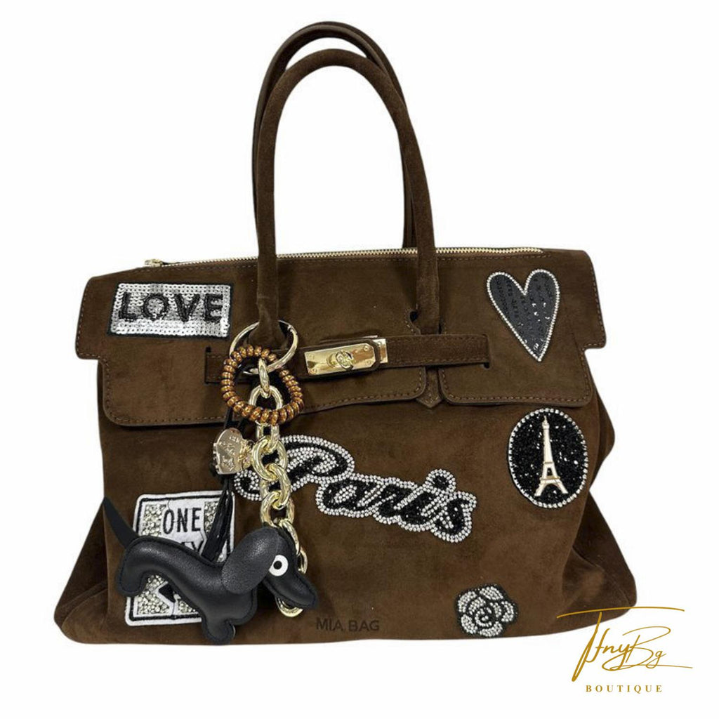 Mia Bag BORSA DUE MANICI PATCH ARGENTO14831 CIOCCOLATO