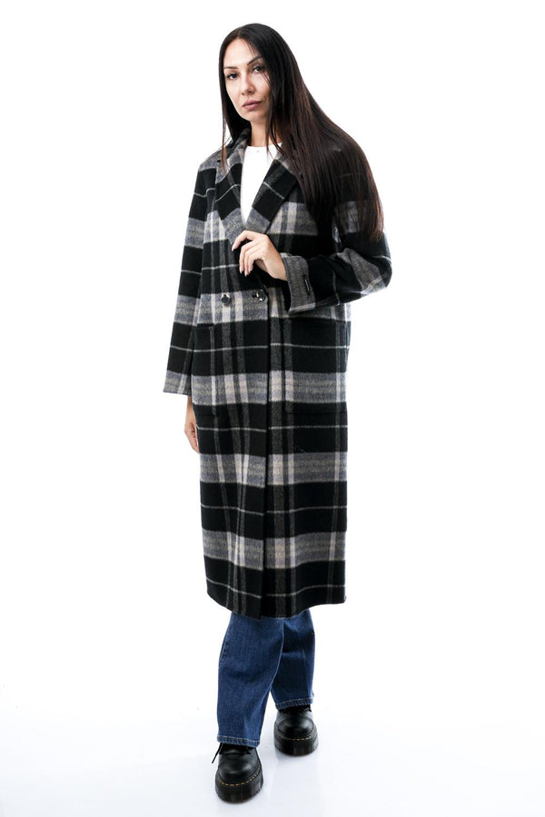 Cappotto Donna ADRIA.7002511 NIGHT GREY CHECK AND BLACK Rino & pelle 