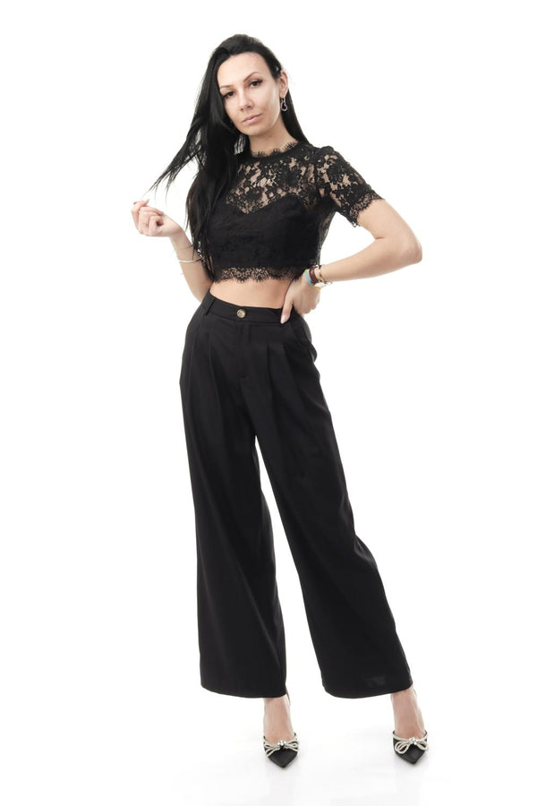 Anna Rock Milano TOP PIZZO MEZZA MANICANERO