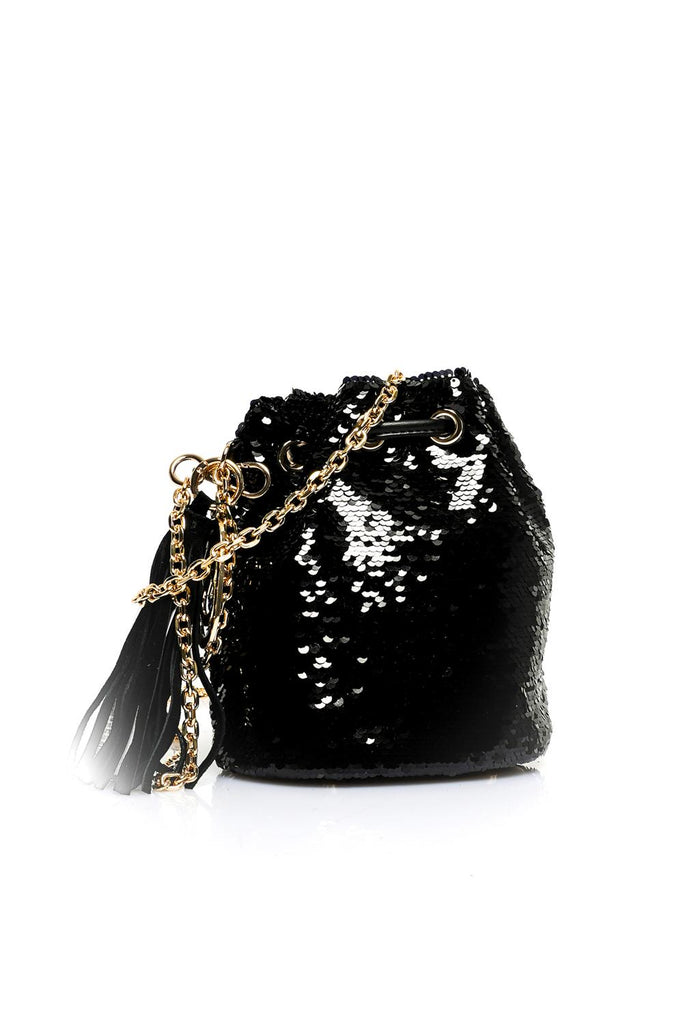 Borsa Donna NIGHT ED. SMALL BUCKET PAILLETTES + SYN. BLACK La Carrie 