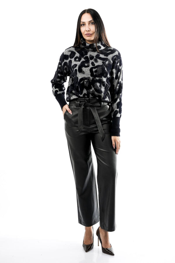 Maglia Donna NAURA.5002512 GREY BLACK LEO Rino & pelle 