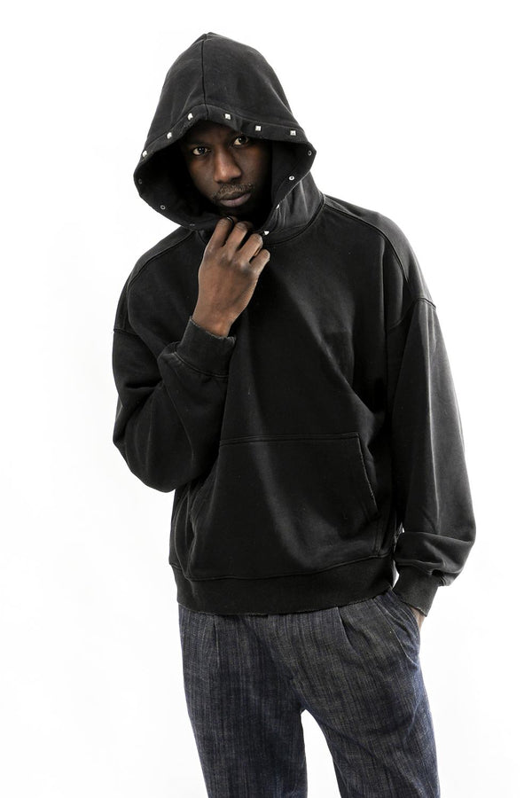 Felpa Uomo STUDDED ANRCHY WASHED BLACK Acupuncture 