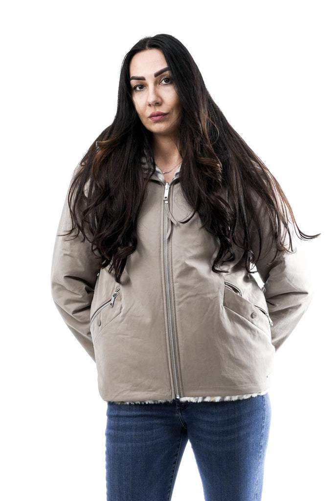 Giubbino Donna INES.7002512 LIGHT PEBBLE AND LEOPARD Rino & pelle 