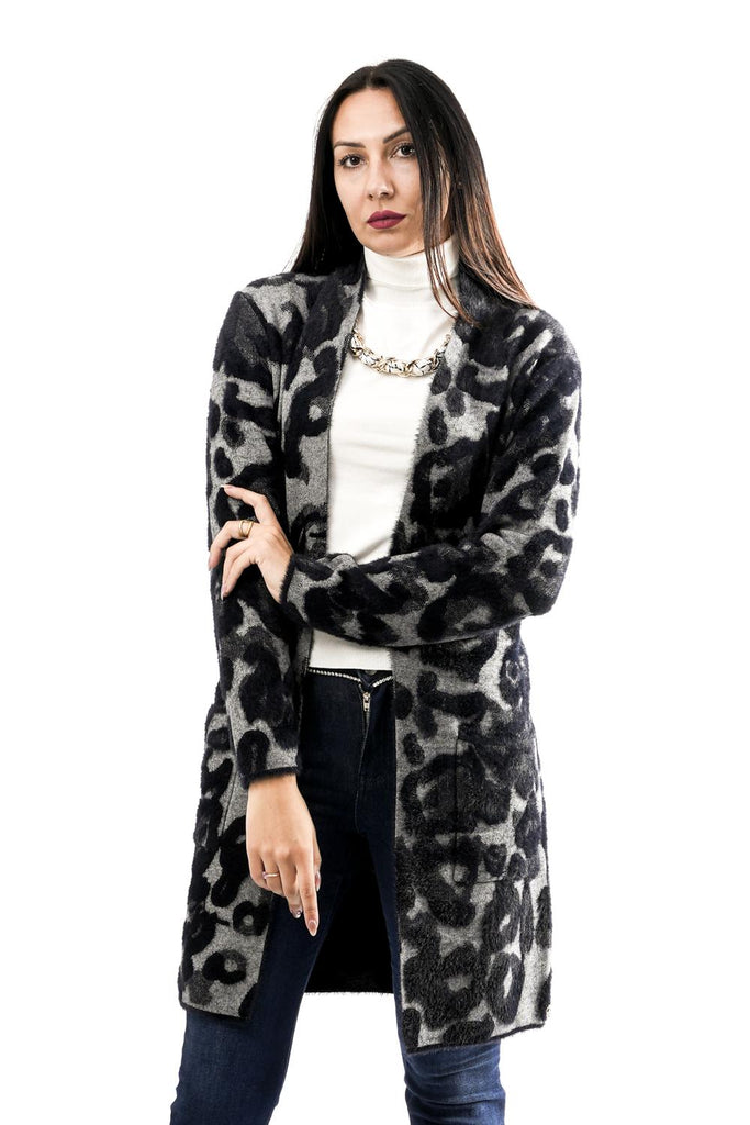 Cardigan Donna NEGIEN.5002512 GREY BLACK LEO Rino & pelle 