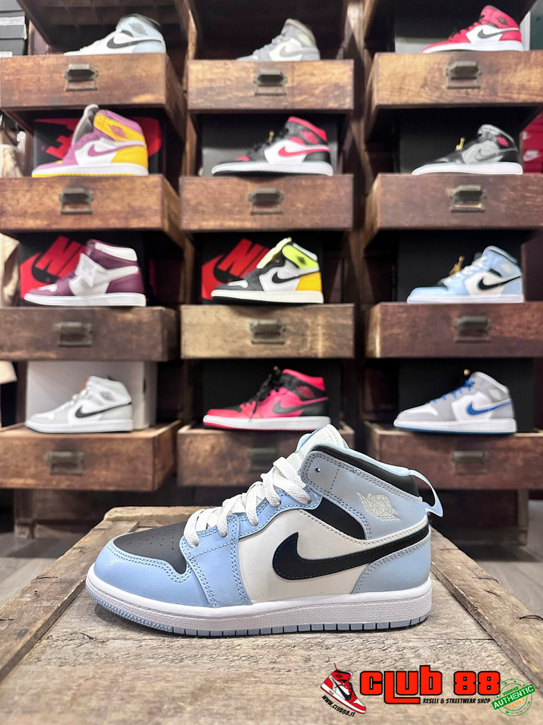 Sneakers Bambino Nike Jordan AIR JORDAN 1 MID PS 640737-401 ICE BLUE - TFNY Boutique